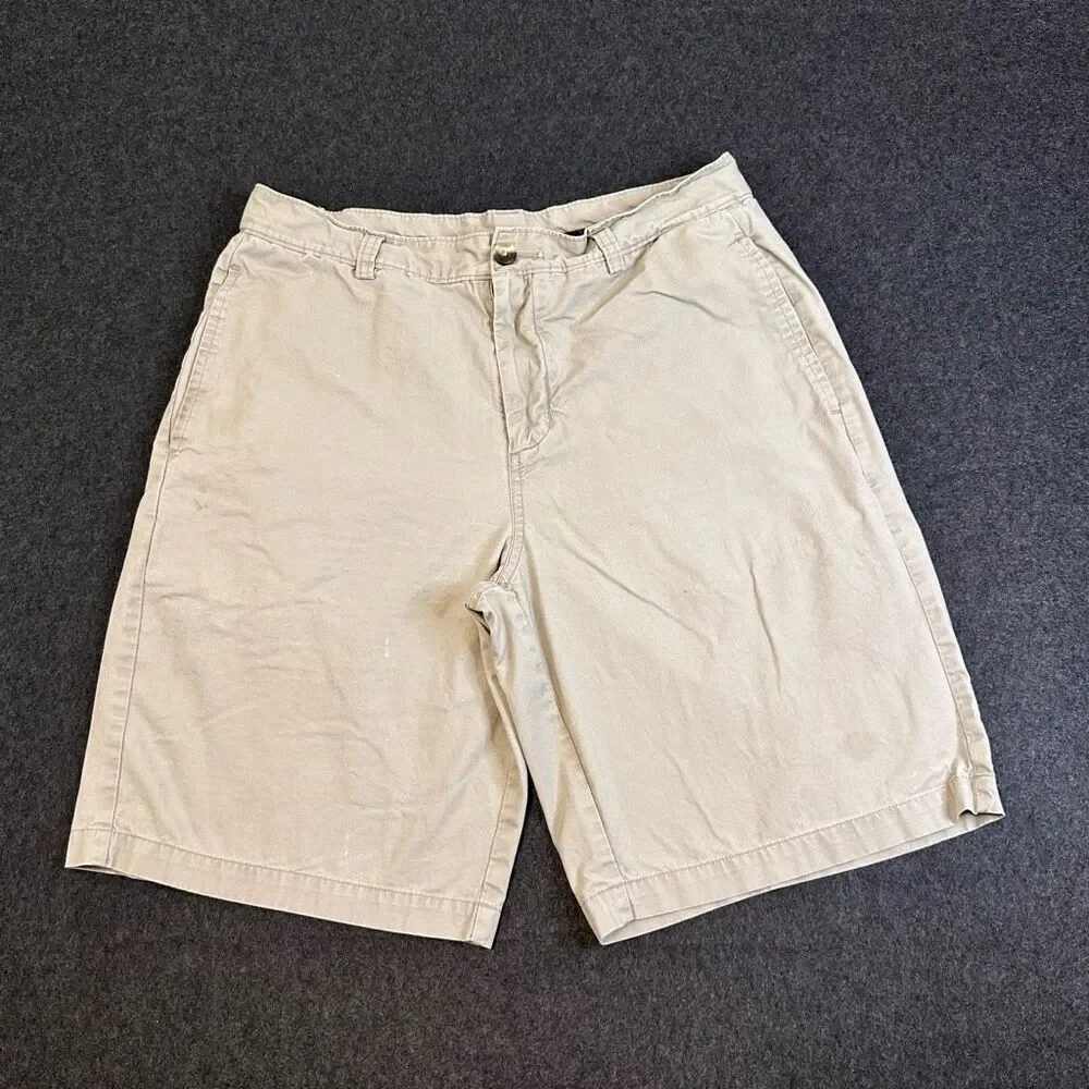 Disney Parks Mickey Mouse Flat Front Chino Shorts‎ Mens 32 Khaki Beige *read*